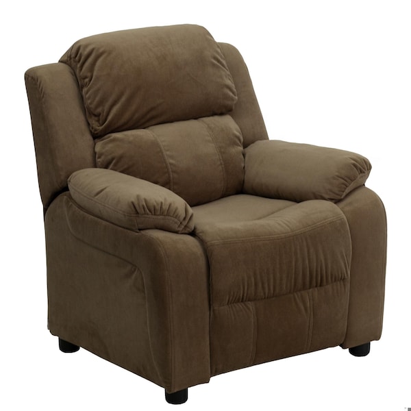 Flash Furniture Kids Recliner, 26" to 39" x 28", Upholstery Color: Brown, Weight Capacity: 90 lb. BT-7985-KID-MIC-BRN-GG - main